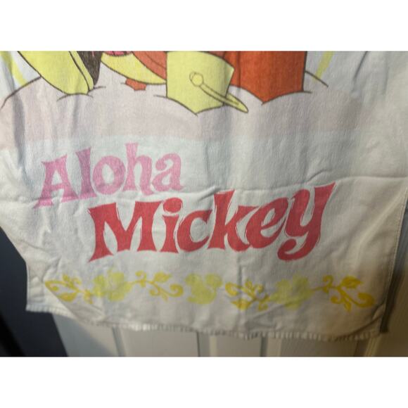 Vintage Aloha Mickey Mouse White Beach Towel has fade 60X30 - Picture 3 of 6